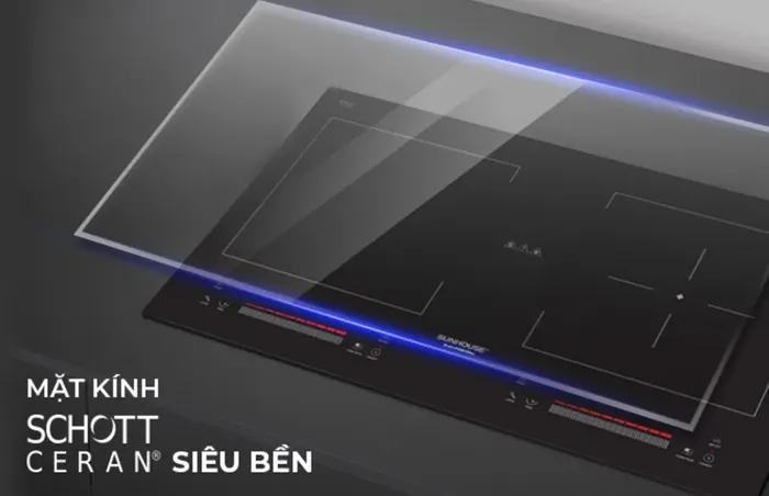 Mặt kính Schott Ceran bếp điện từ Sunhouse Mama MMB9208 