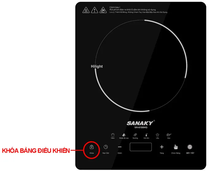 Bếp hồng ngoại đơn Sanaky VH-6100HG tích hợp khóa bảng điều khiển