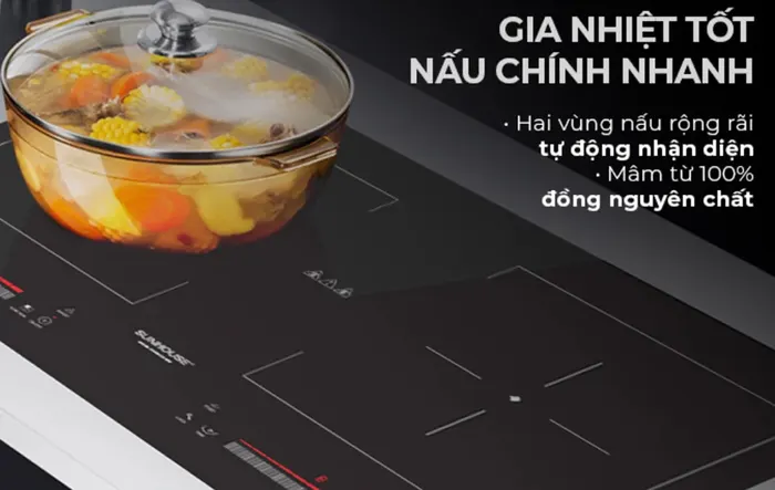 Bếp đôi điện từ Sunhouse Mama MMB9208 nấu chín nhanh