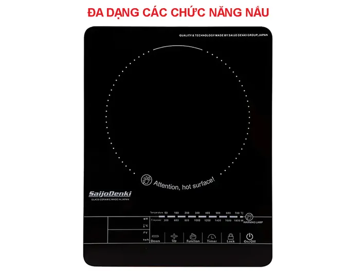 Bếp hồng ngoại đơn Saijo denki SD-1901 1800W có nhiều chức năng nấu 