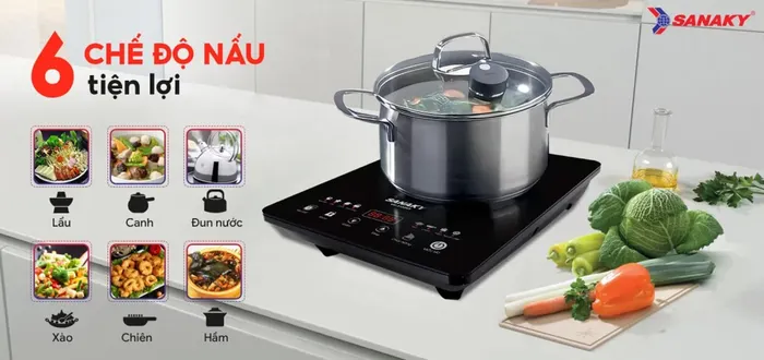 6 chế độ nấu của  bếp từ đơn Sanaky VH-3100HY