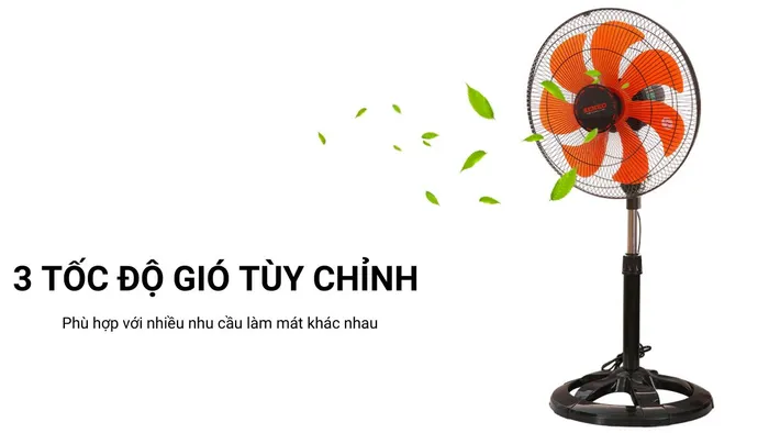 Senko LTS1636 tích hợp 3 tốc gió và chế độ gió tiện lợi 