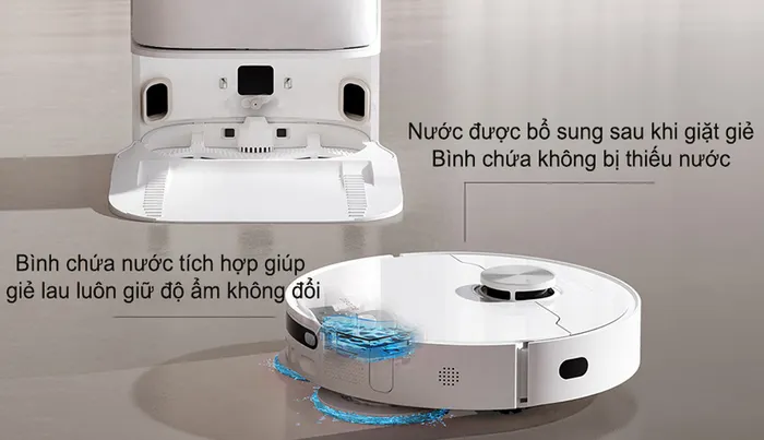 Dreame L10 Ultra có thể tự thêm nước từ thùng chứa nước sạch vào bồn