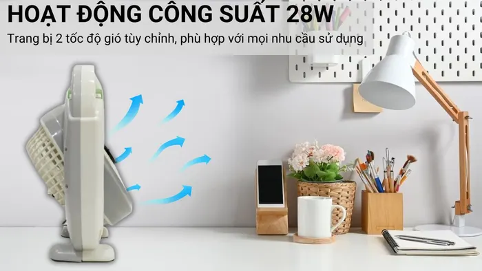 Yanfan BD268 hoạt động với công suất 28W cùng 2 tốc độ gió tùy chỉnh