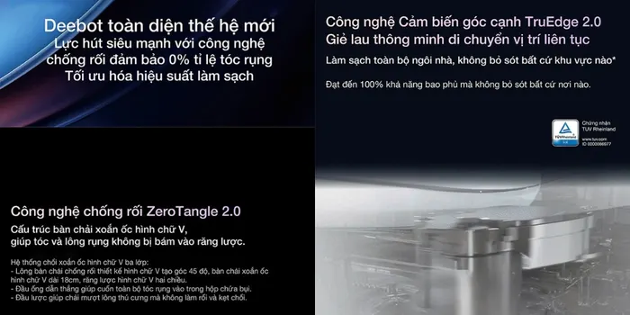 ZeroTangle 2.0 và TruEdge 2.0 Robot hút bụi lau nhà Ecovacs T50 OMNI