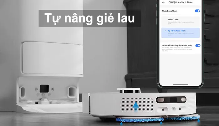 Khả năng tự nâng giẻ lau của Robot Dreame hút bụi lau nhà L10 Ultra