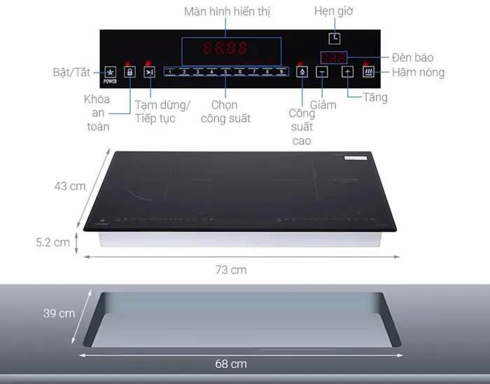 Bếp từ hồng ngoại đôi Pramie PRMY-2108 - Malaysia kiểu lắp âm gọn gàng