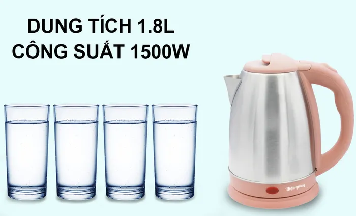 Ấm đun nước siêu tốc ĐQ EKT07 1518 BR 1.8L công suất 1500W