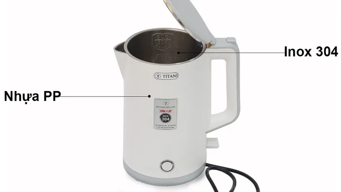 Bình đun 2 lớp cao cấp Titani TK-1825W chất liệu bền bỉ