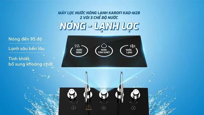 2 vòi nước nóng lạnh của máy lọc nước Karofi KAD-M28 
