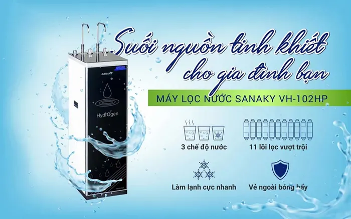 Sanaky VH-102HP trang bị 2 vòi và 3 chế độ nóng - lạnh - nguội