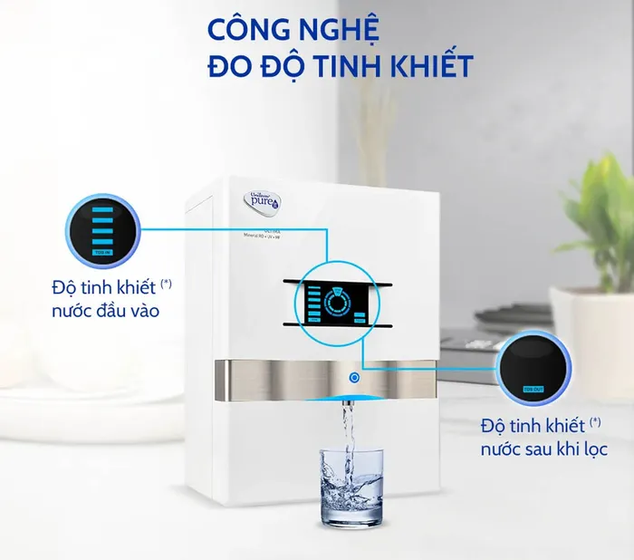 Máy lọc nước Unilever Pureit Mineral RO+UV+MF WHT nổi bật với công nghệ đo độ tinh khiết của nước