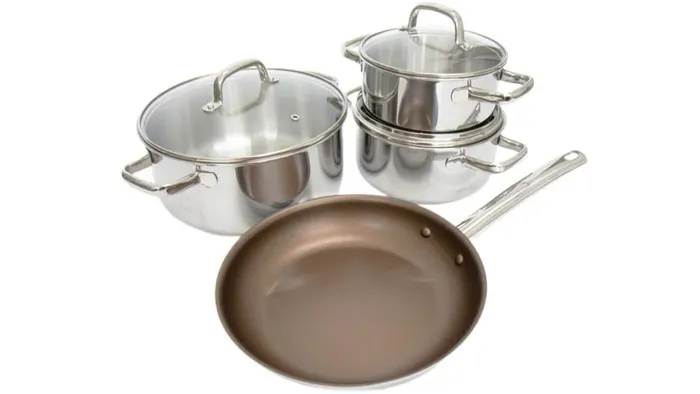 Kims Cook Uni - Clad 07pcs có quai cầm inox sang trọng di chuyển dễ dàng