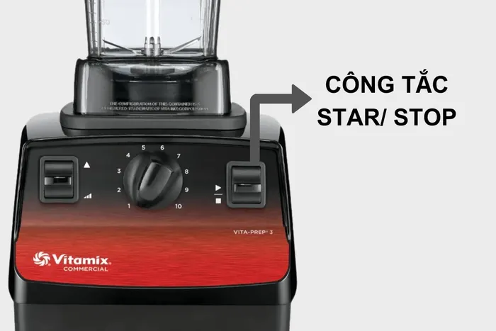 Công tắc Start/Stop tích hợp trên thân máy xay Vitamix Blender Vita-Prep 3