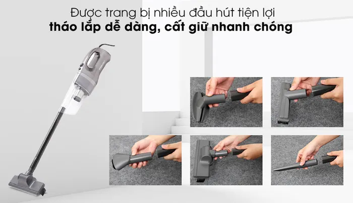 Máy Hút Bụi Shimono SVC1017 đi kèm nhiều phụ kiện tiện lợi 
