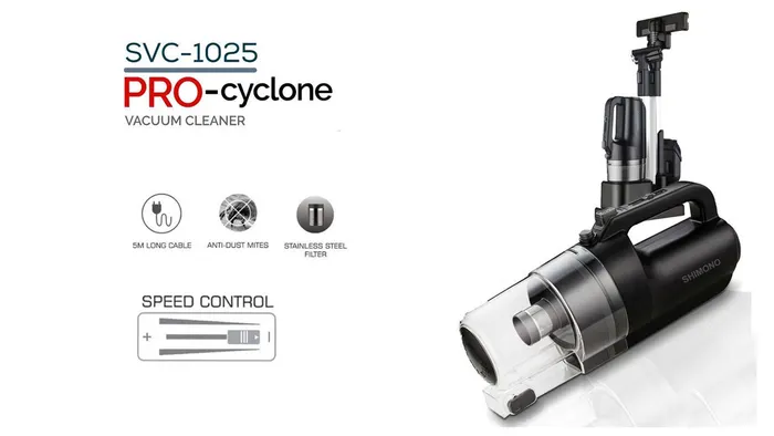 Máy hút bụi Shimono SVC1025 có khoang chứa bụi rộng rãi và có thể chịu được lực lên đến 60kg