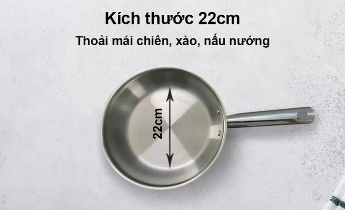 Chảo đa năng inox 304 ba lớp đáy từ Ticook kích thước 22cm