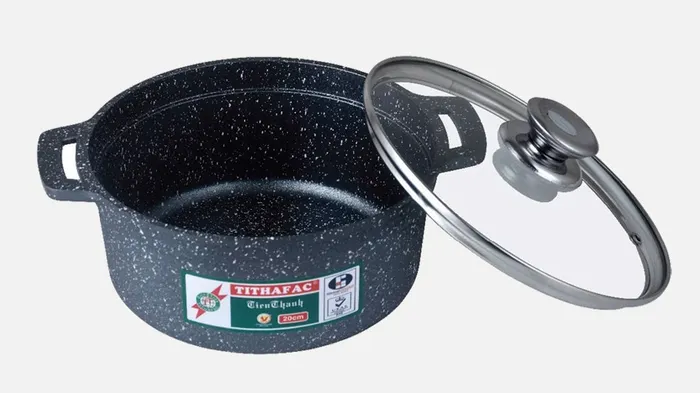 Nắp kính trong suốt của bộ nồi chảo hợp kim nhôm đúc đáy từ Tithafac TF01 