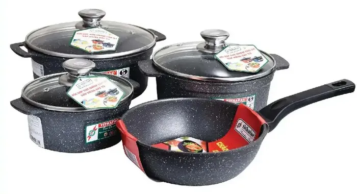 Bộ nồi chảo hợp kim nhôm đúc đáy từ Tithafac TF01 rất cứng cáp