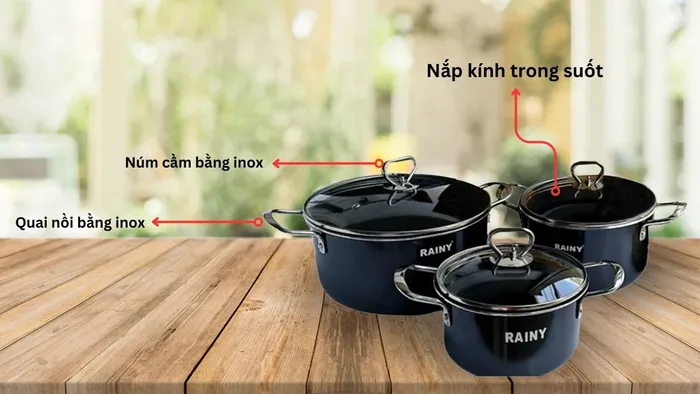Rainy RN2589KTT có nắp và quai dày dặn dễ cầm nắm