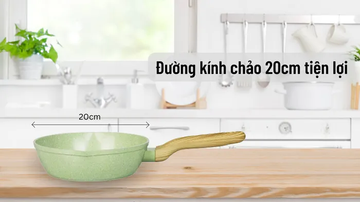 Chảo sâu Greencook 20cm GCP231-20IH có đường kính 20cm tiện lợi