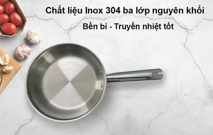 Chảo đa năng đáy từ Ticook 22cm chất liệu inox 3 lớp nguyên khối
