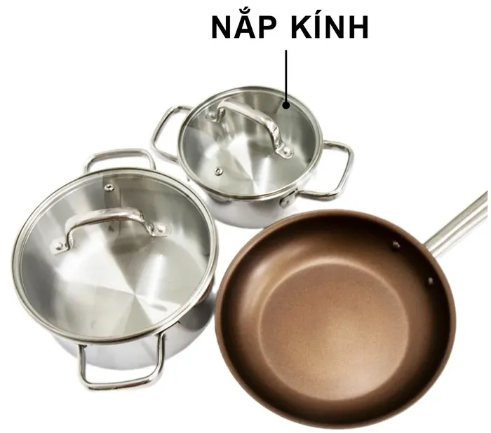 Nắp nồi chảo Kims Cook Uni - Clad 05pcs bằng kính dễ quan sát thực phẩm 