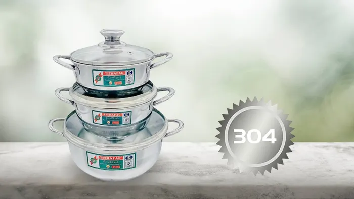 Bộ nồi bầu Inox 430 đáy từ TF03 được làm từ chất liệu inox 403