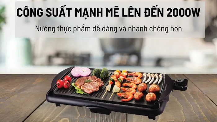 Lock&Lock Electric Grill EJG231 hoạt động với công suất mạnh mẽ 2000W