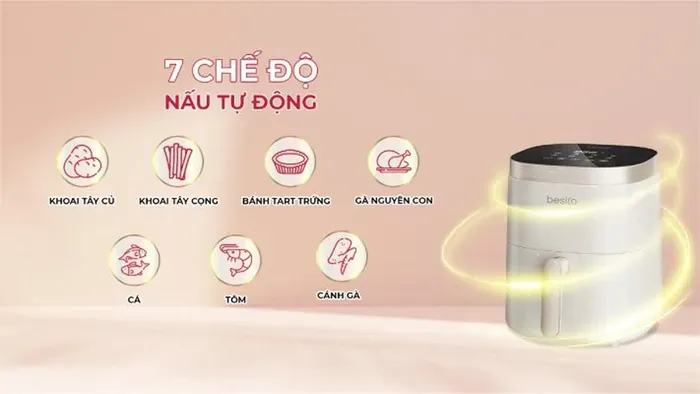 Nồi chiên Besico BSA5.0D trang bị 7 chế độ nấu
