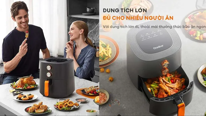 Nồi chiên không dầu Gaabor GA-M6A 6.0 Lít có thiết kế sang trọng