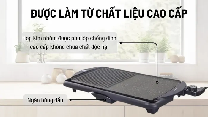 Lock&Lock Electric Grill EJG231 được làm hầu hết từ chất liệu cao cấp