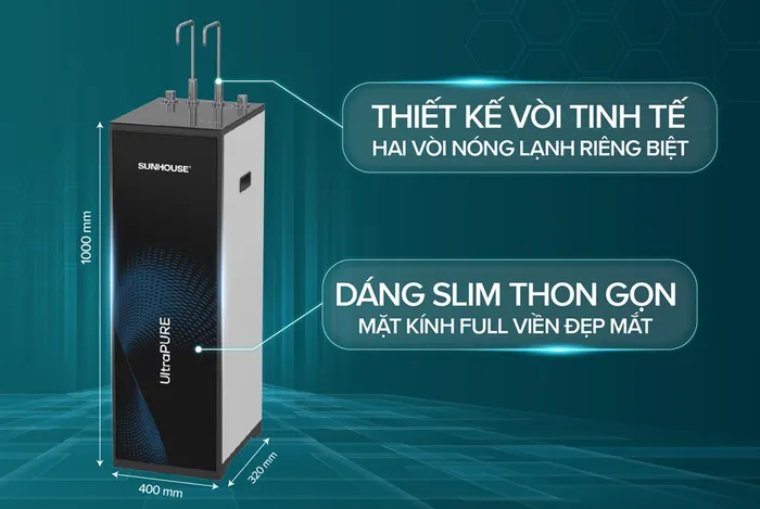 Máy lọc nước RO UltraPURE nóng lạnh 10 lõi Sunhouse