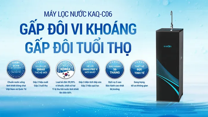Máy lọc nước Karofi KAQ-C06 có nhiều tính năng nổi bật