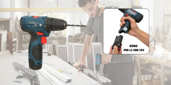 Bosch GSR 120-LI gọn gàng, dễ di chuyển khi dùng pin