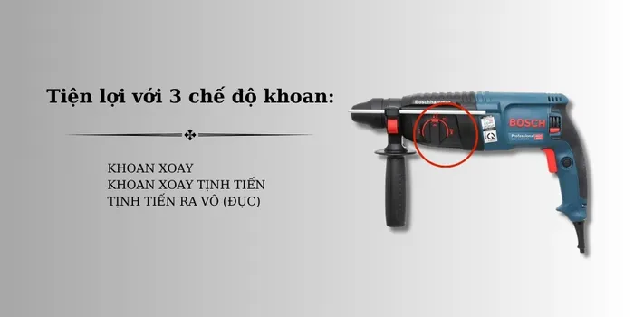 Bosch GBH 2-26 DRE với 3 chế độ khoan
