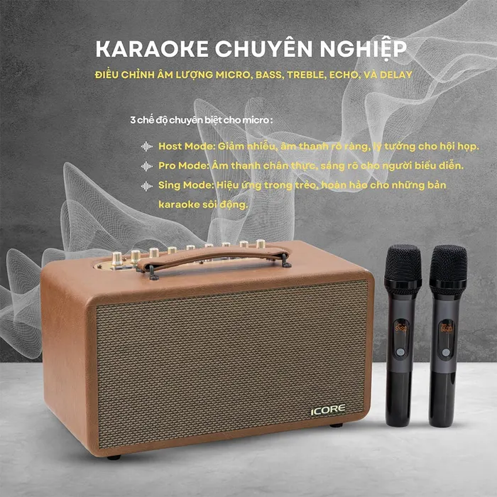 Các chế độ micro loa Karaoke xách tay iCore P8