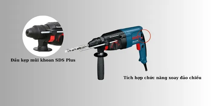 Bosch GBH 2-26 DRE tích hợp chức năng xoay đảo chiều