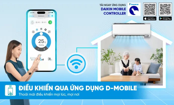 Ứng dụng D-Mobile hỗ trợ điều khiển máy lạnh Daikin từ xa