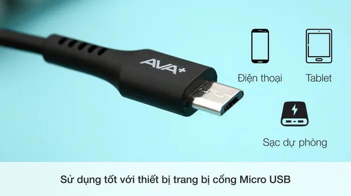 Sử dụng tốt thiết bị trang bị cổng Micro USB - Cáp Micro 20cm Ava+ HKU601