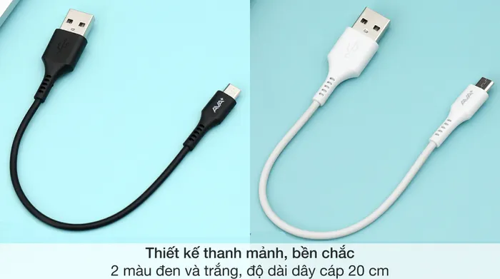 Thiết kế thanh mảnh bền chắc - Cáp Micro 20cm Ava+ HKU601