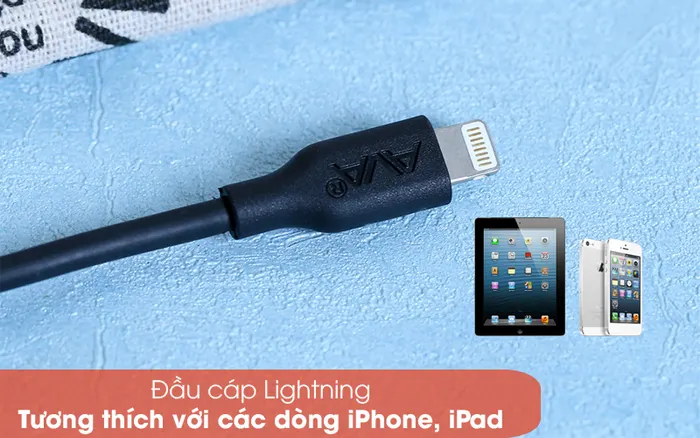 Cổng Lightning - Cáp Lightning 1m AVA DR-L02 Đen
