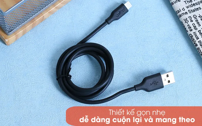 Gọn nhẹ - Cáp Lightning 1m AVA DR-L02 Đen