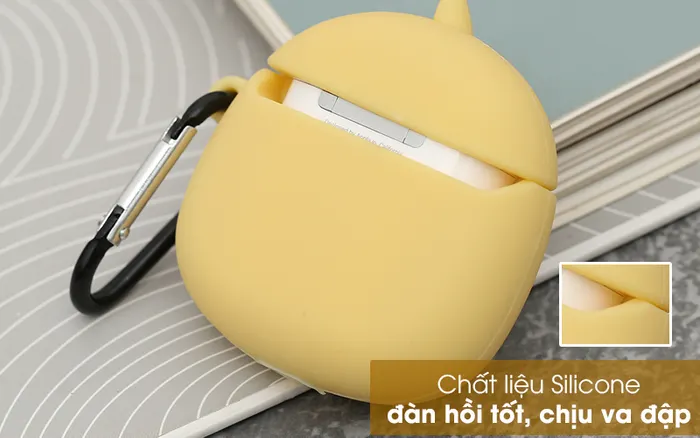 Túi đựng AirPods 1/2 Silicone kèm móc JM FR03 - Chất liệu silicone