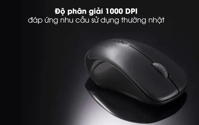 Chuột Không Dây Rapoo 1620 Đen - Thực hiện những cú rê chuột chính xác với độ nhạy 1000 DPI