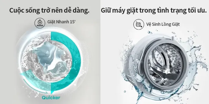 Máy Giặt Hisense WF90N1Y có vệ sinh lồng giặt, giặt nhanh 15'