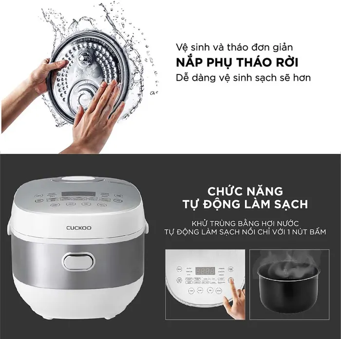 Nồi cơm điện tử Cuckoo CR-0690F/SIWHCRVNCV có chế độ làm sạch tự động