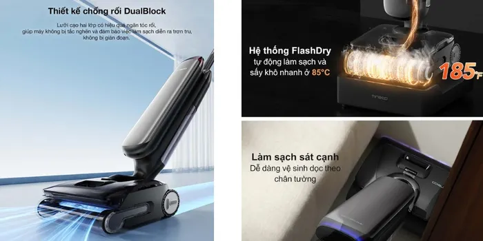 Công nghệ DualBlock Anti-tangle giải quyết vấn đề lông thú cưng và tóc cuốn chặt vào chổi lăn