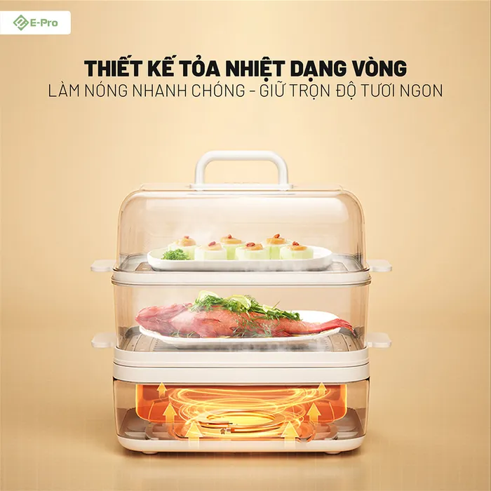 Các ngăn hấp của nồi có thiết kế tỏa nhiệt dạng vòng độc đáo