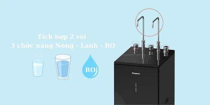 Kangaroo KG10A14 trang bị 2 vòi riêng biệt với 3 chức năng tiện lợi